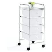Echoworld 4 Tier Rolling Storage Cart with Removable Drawers Plastic Trolley Organizer craft cart organizer with drawers 360 Castor Wheels Cart, White